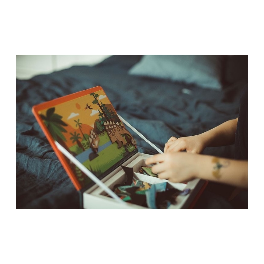 Janod - Magnetyczny zestaw interaktywny MAGNETIBOOK dinozaury