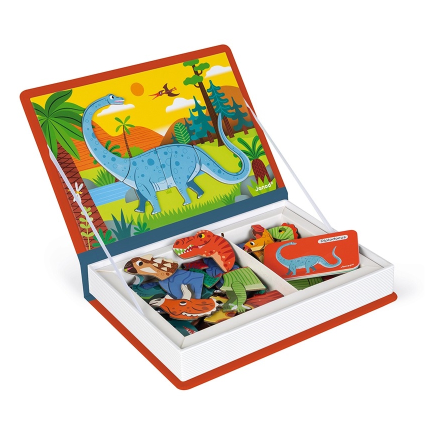 Janod - Magnetyczny zestaw interaktywny MAGNETIBOOK dinozaury