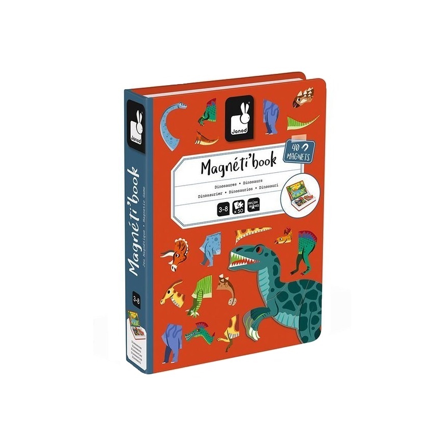 Janod - Magnetyczny zestaw interaktywny MAGNETIBOOK dinozaury