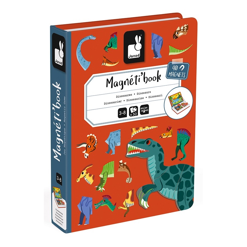 Janod - Magnetyczny zestaw interaktywny MAGNETIBOOK dinozaury