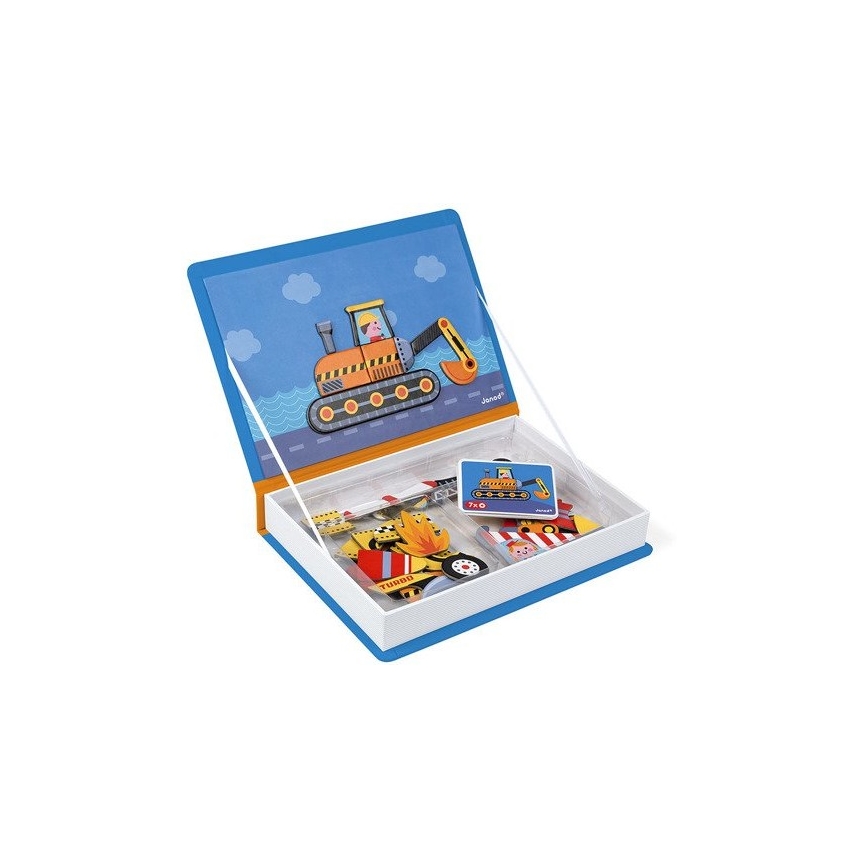 Janod - Magnetyczny interaktywny zestaw MAGNETIBOOK pojazdy transportowe
