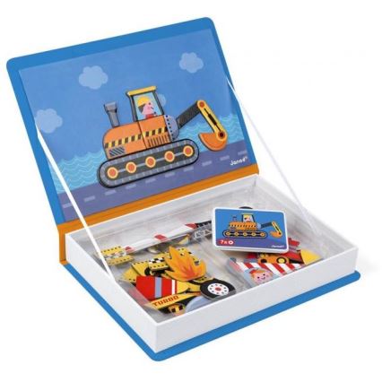 Janod - Magnetyczny interaktywny zestaw MAGNETIBOOK pojazdy transportowe