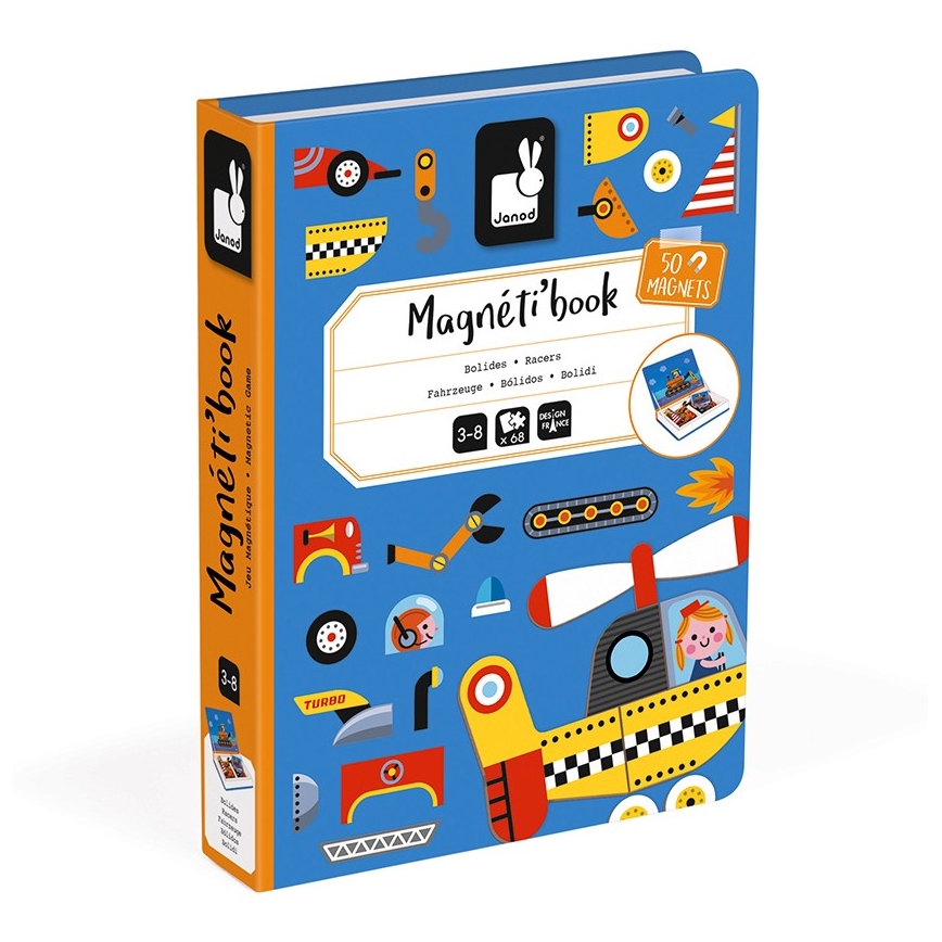 Janod - Magnetyczny interaktywny zestaw MAGNETIBOOK pojazdy transportowe