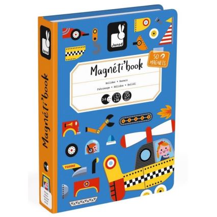 Janod - Magnetyczny interaktywny zestaw MAGNETIBOOK pojazdy transportowe