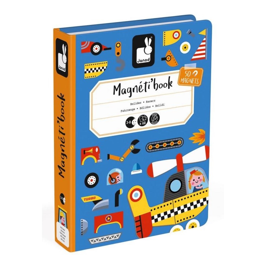 Janod - Magnetyczny interaktywny zestaw MAGNETIBOOK pojazdy transportowe