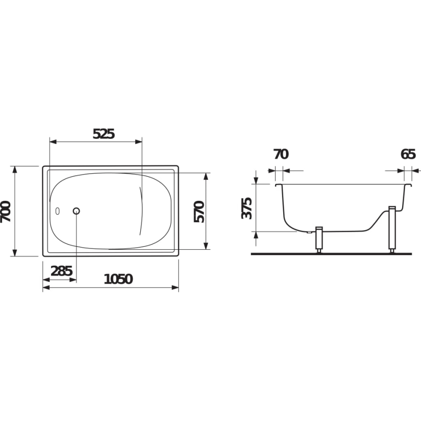 JIKA H2340000000001 - Wanna siedząca RIGA 105x70 stalowa/biała