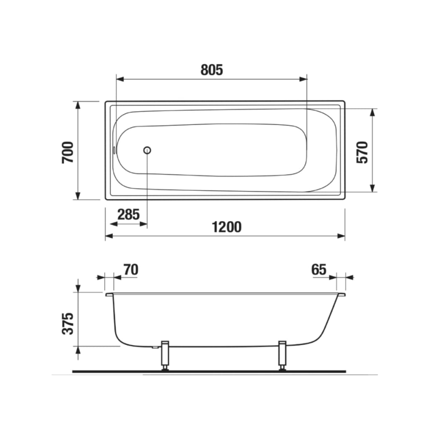 JIKA H2340200000001 - Wanna RIGA 120x70 stalowa/biała