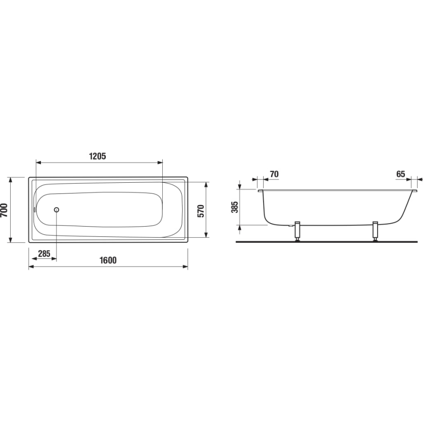 JIKA H2340600000001 - Wanna RIGA 160x70 stalowa/biała