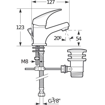 JIKA H3111N10041111 - Bateria umywalkowa z przelewem TALAS 12,3 cm chrom błyszczący
