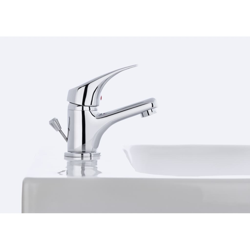 JIKA H3111N10041111 - Kran do umywalki + odpływ z przelewem TALAS 12,3 cm chrom błyszczący