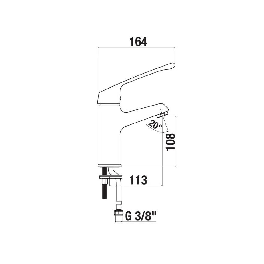 JIKA H3111W10045101 - Kran do umywalki z lékařskou pákou CUBE 16,4 cm chrom błyszczący