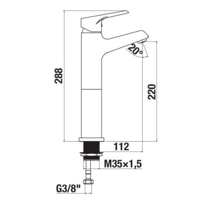 JIKA H3111W80041201 - Bateria umywalkowa CUBE 28,8 cm chrom błyszczący
