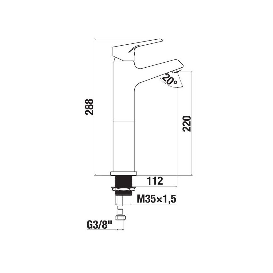 JIKA H3111W80041201 - Kran do umywalki CUBE 28,8 cm chrom błyszczący
