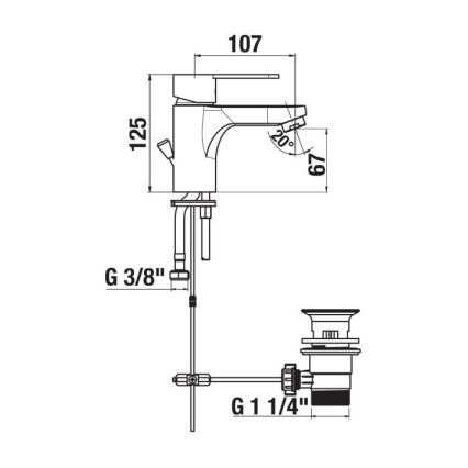 JIKA H3111Z10041111 - Kran do umywalki + odpływ z przelewem LYRA 12,5 cm chrom błyszczący