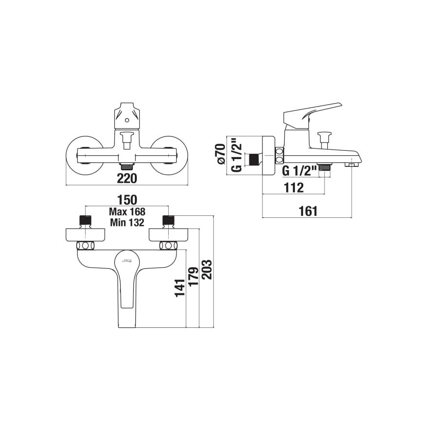 JIKA H3211W70044001 - Bateria wannowa CUBE chrom błyszczący