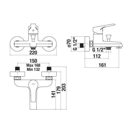 JIKA H3211W70044001 - Kran do wanny CUBE chrom błyszczący