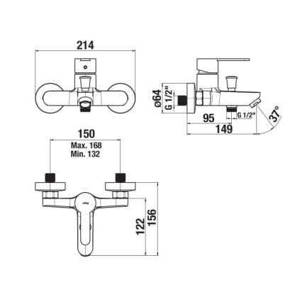JIKA H3211Z70044001 - Kran do wanny LYRA chrom błyszczący