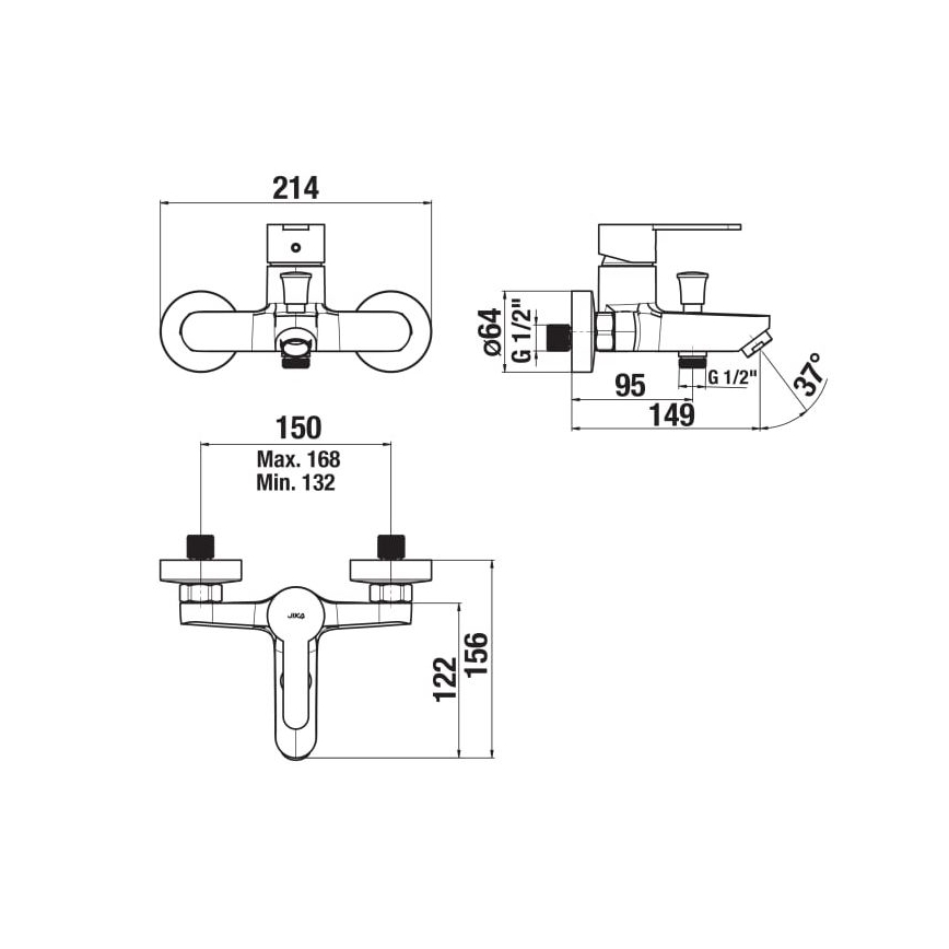 JIKA H3211Z70044001 - Kran do wanny LYRA chrom błyszczący