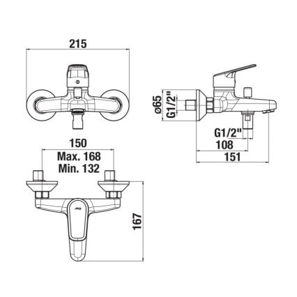 JIKA H3212E70044001 - Bateria wannowa TALAS chrom błyszczący