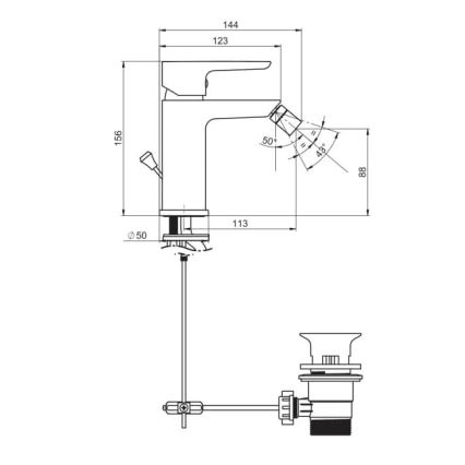JIKA H3412H10041101 - Kran do bidetu PONTA 15,6 cm chrom błyszczący
