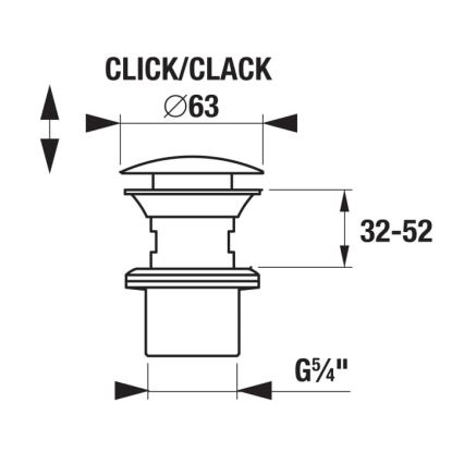 JIKA H3917100040001 - Korek umywalkowy CLICK-CLACK, śr. 6,3 cm, chrom błyszczący