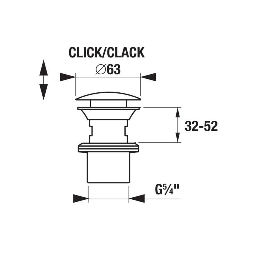 JIKA H3917100040001 - Korek umywalkowy CLICK-CLACK, śr. 6,3 cm, chrom błyszczący