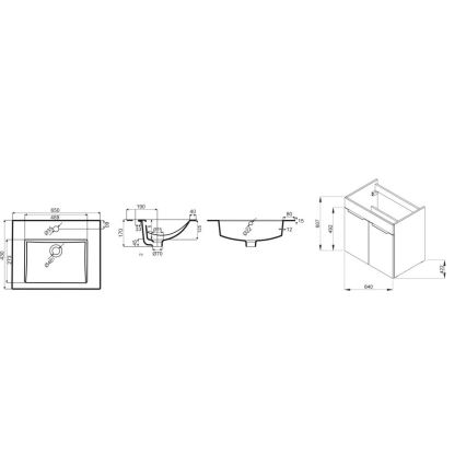 JIKA H4536011763001 - Szafka łazienkowa z umywalką CUBE 60,7x65 cm biały