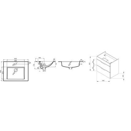 JIKA H4536021763001 - Szafka łazienkowa z umywalką CUBE 60,7x65 cm biały