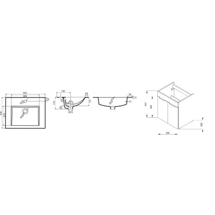 JIKA H4536121765141 - Szafka łazienkowa z umywalką CUBE 60,7x55 cm jesion