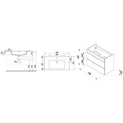 JIKA H4537621763001 - Szafka łazienkowa z umywalką CUBE 80 cm biała