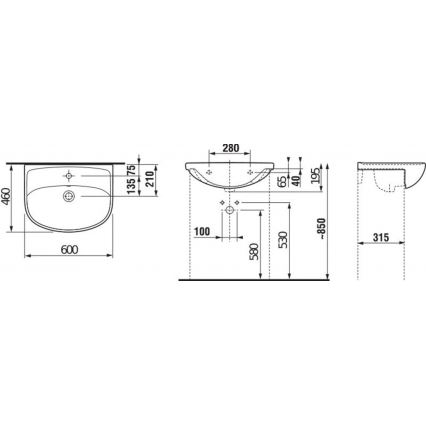 JIKA H8133830001041 - Umywalka wpuszczana LYRA 60x46 cm ceramika/biały