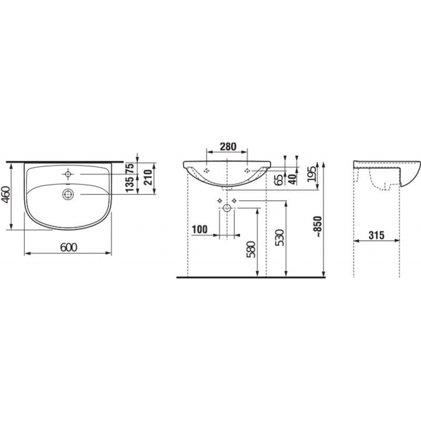JIKA H8133830001041 - Umywalka wpuszczana LYRA 60x46 cm ceramika/biały