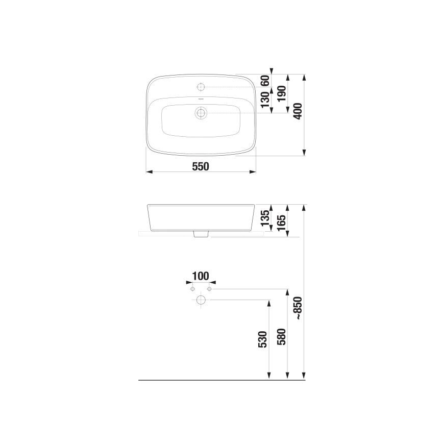 JIKA H8183827571041 - Umywalka nablatowa LYRA 55x40 cm ceramika/matowa biel