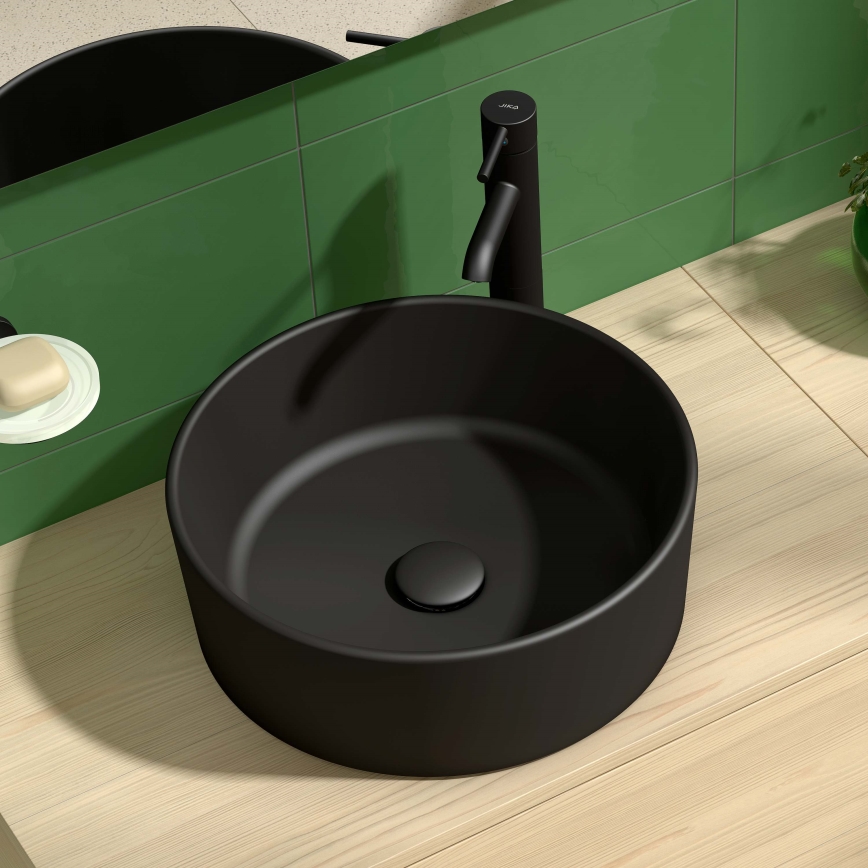 JIKA H8184207161121 - Umywalka nablatowa CUBITO śr. 40 cm ceramika/matowy czarny