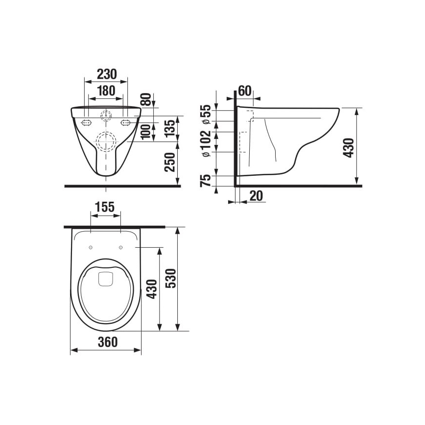 JIKA H8213840000001 - Miska WC wisząca LYRA, ceramika/biała