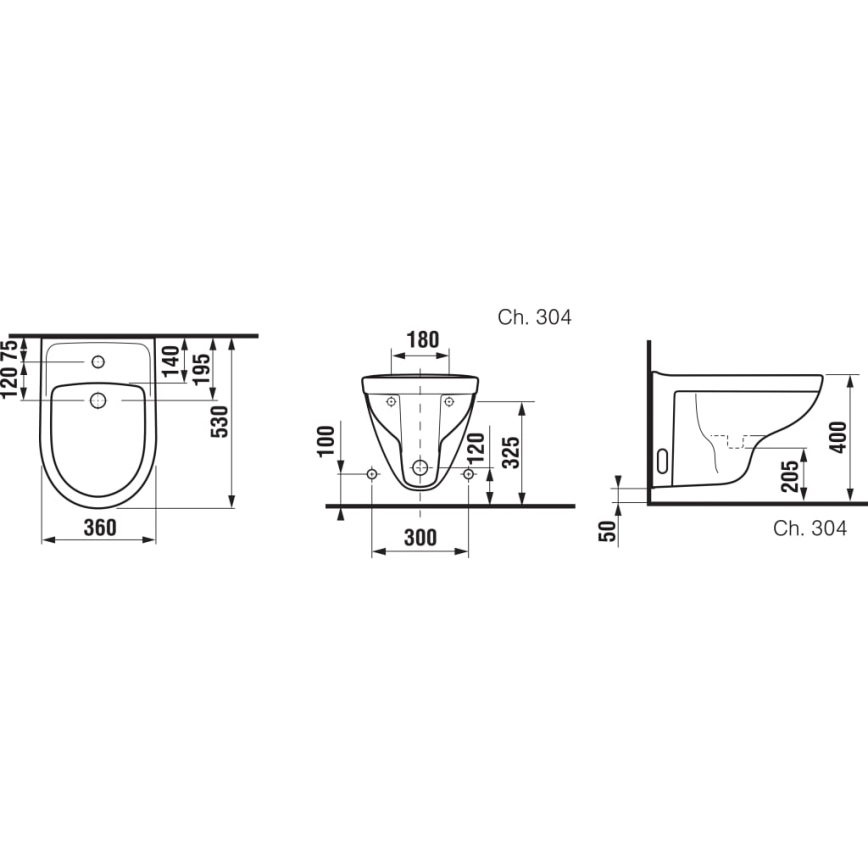 JIKA H8303810003021 - Bidet podwieszany LYRA ceramika/biały