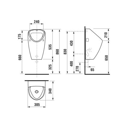 JIKA H8430600000001 - Pisuar GOLEM wewnętrzny dopływ, tylny odpływ ceramika/biały