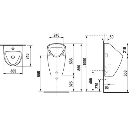 JIKA H8430610000001 - Pisuar GOLEM, dopływ wewnętrzny, odpływ tylny, ceramika/biały