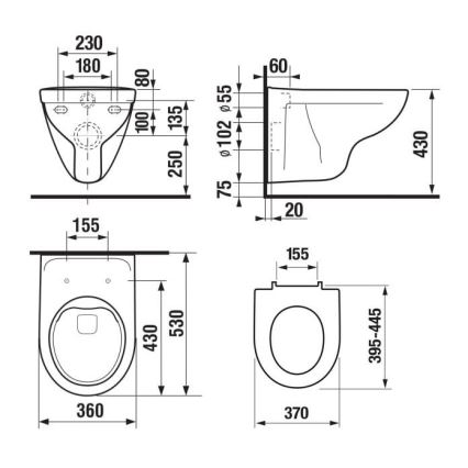 JIKA H8663840000001 - Wisząca miska WC LYRA ceramika/biała + deska sedesowa SoftClose LYRA duroplast/biała
