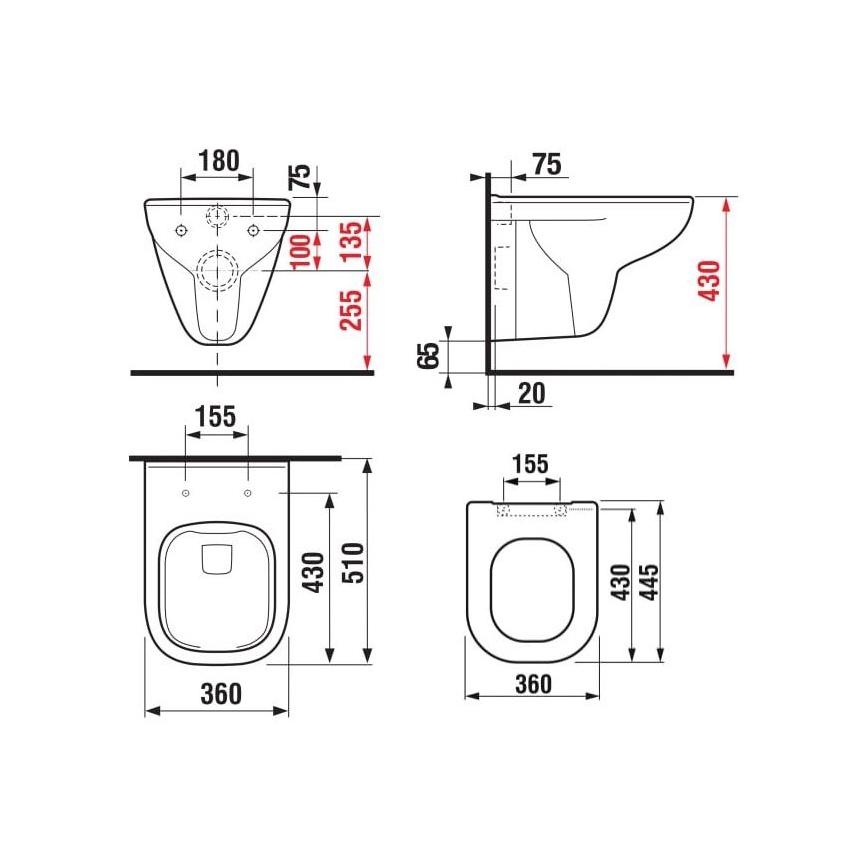 JIKA H8666140000001 - Wisząca miska WC DEEP ceramika/biała + deska sedesowa SoftClose DEEP duroplast/biała