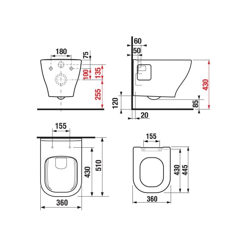 JIKA H8666160000001 - Miska WC podwieszana DEEP, ceramika/biała + deska sedesowa SoftClose DEEP, duroplast/biała