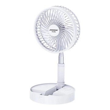 JOHNSON - Ładowalny wentylator biurkowy GIRAFFA 5 W / 3,7 V 1200 mAh śr. 20 cm biały