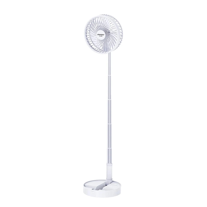 JOHNSON - Ładowalny wentylator biurkowy GIRAFFA 5 W / 3,7 V 1200 mAh śr. 20 cm biały