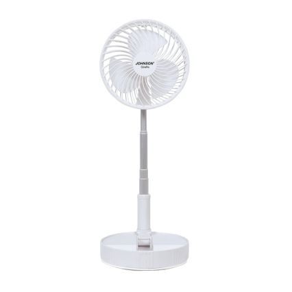 JOHNSON - Ładowalny wentylator biurkowy GIRAFFA 5 W / 3,7 V 1200 mAh śr. 20 cm biały