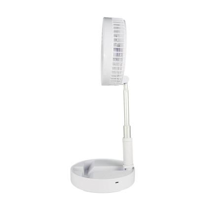 JOHNSON - Ładowalny wentylator biurkowy GIRAFFA 5 W / 3,7 V 1200 mAh śr. 20 cm biały