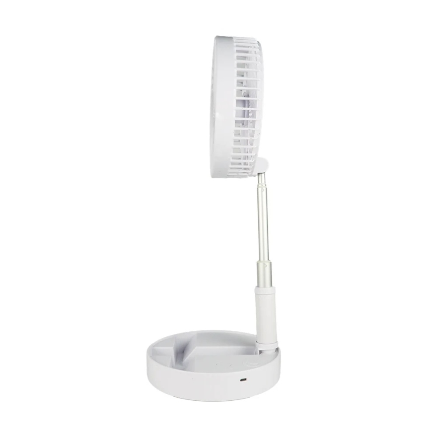 JOHNSON - Ładowalny wentylator biurkowy GIRAFFA 5 W / 3,7 V 1200 mAh śr. 20 cm biały