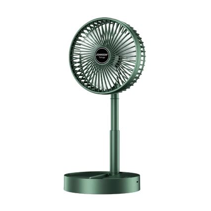 JOHNSON - Ładowalny wentylator stołowy TORTUGA 5W/3,7V 1200 mAh śr. 16,5 cm zielony
