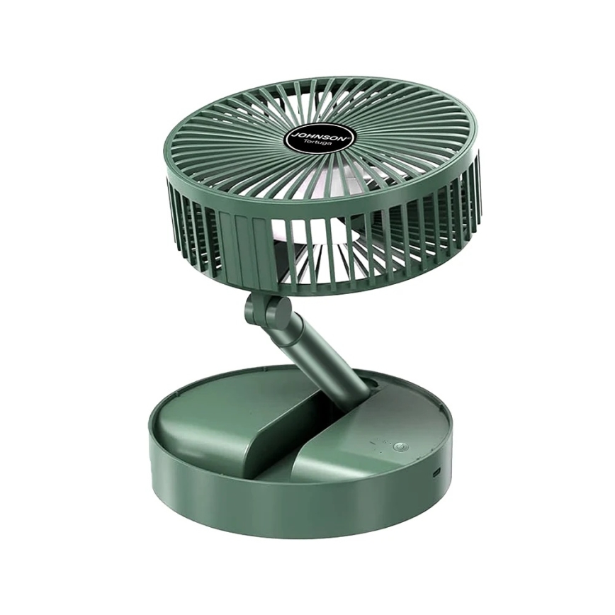 JOHNSON - Ładowalny wentylator stołowy TORTUGA 5W/3,7V 1200 mAh śr. 16,5 cm zielony