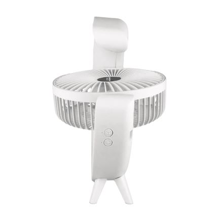 JOHNSON - LED RGB Ładowalny wentylator biurkowy MULTICOLOR LED/5W/3,7V 1200 mAh śr. 14 cm biały
