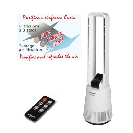 JOHNSON - Wentylator z oczyszczaczem powietrza i filtrem HEPA ARIA PURA 90W/230V biały + pilot zdalnego sterowania